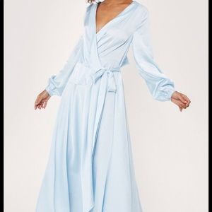 Nasty Gal Cowl Back Satin Wrap Maxi Dress